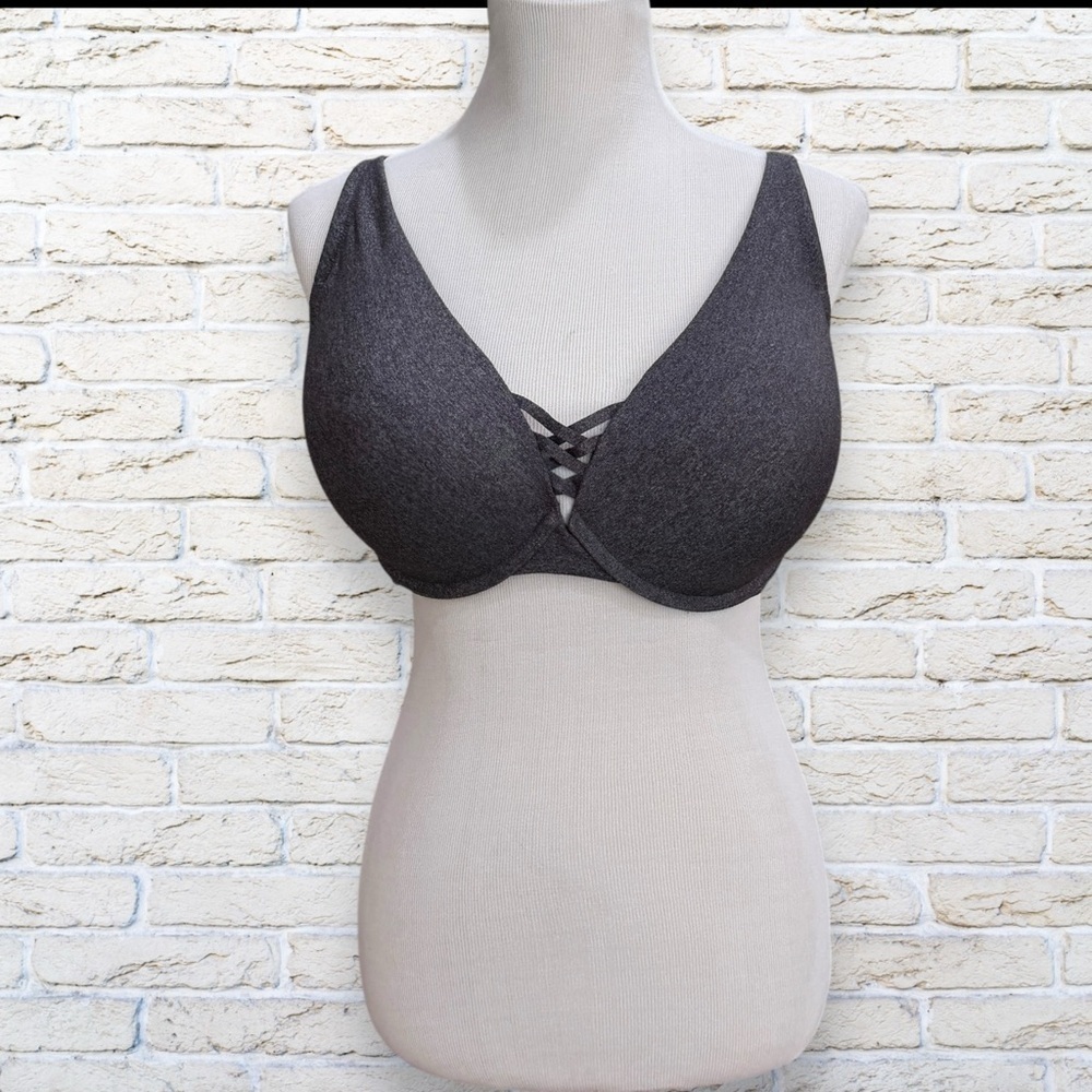 TORRID Curve Heathered Grey Underwire Push-up Plunge Bra Size 40DDD